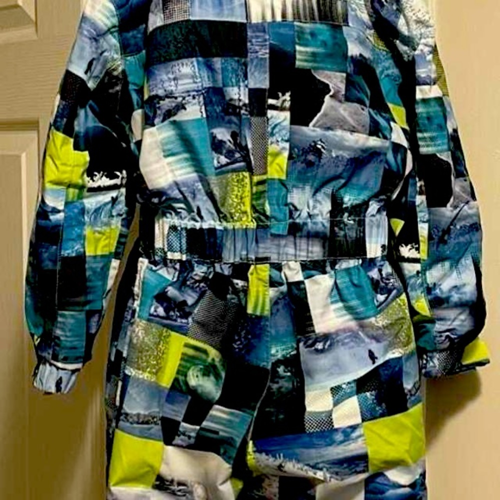 Kids Patchwork Blue & Lime Raincoat